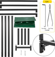 Brandhoutrek Houtopslag - Materiaal Buisvormig Vierkant Staal - Groot Brandhout Logboekrek - Binnen voor Thuis of Industrieel Gebruik om Houtkachels - Houtstapels - Achtertuin - 244,5 x 36,2 x 122,5 cm - Zwart