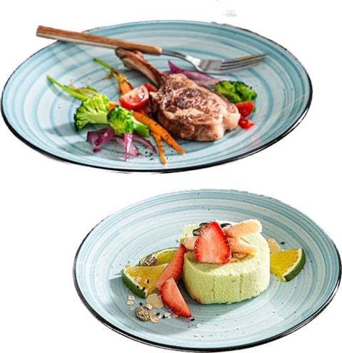 Serviesset - 6 Persoons - Porselein - 24-Delig - Lichtblauwe Spiralen - Dinerbord - Dessertbord - Kom - Soepkom