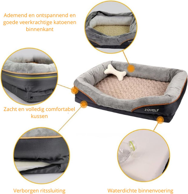 Luxe Orthopedisch Hondenkussen - XX-Large Memory Foam Hondenbed - 120x84x25cm - Verwijderbare/Wasbare Hoes - Grijs