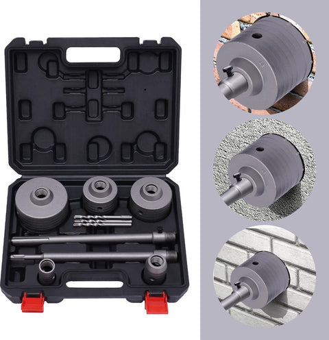 Betonborenset Pro7 - Professionele Beton Boren - 9 Delig - SDS Plus en Max Adapter - Ø 30-40-65-80-100mm - Premium Staal