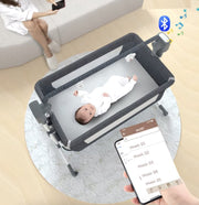 Elektrisch babybed - Wieg - Baby bedje - Ledikant - Bluetooth - Verplaatsbaar - Draagbaar - Klamboe - Grijs