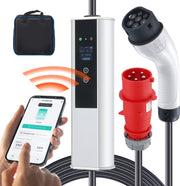 Laadkabel - 32A Lader - Type 2 EV - met CEE 32-stekker - Wallbox 7,36kW (enkelfasig) / 22kW (driefasig) - EV-laadstation - met 4 Stroomaanpassingsniveaus (16A/20A/24A/32A) - Voor Elektrisch Voertuig