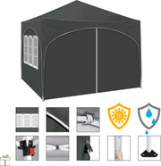 Partytent - Partytent met zijwanden - Opvouwbaar - Paviljoen - Waterdicht - 3x3 m -Grijs