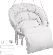 Hangstoel - Staal En Katoen - 150 Kg Capaciteit - Met Kussen - Met Geweven Netkabel - Inklapbaar, Bohemian Stijl - Geschikt Voor Binnen En Buiten - 80 X 62,5 X 80 Cm - Beige