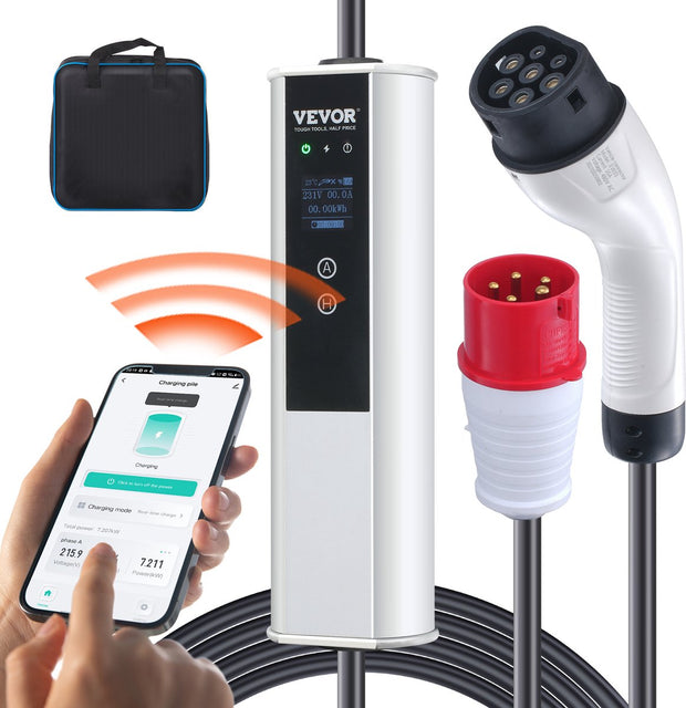 Laadkabel - 16A - 3,68kw Eenfasig - 11kw Driefasig - Oplader - 7,5m Kabel - Type2 Ev - Oplaadkabel 4 Niveaus Van Stroomaanpassing 16a/13a/10a/8a - Oplader Cee 16 Stekker - Voor Elektrische Auto - IP66 - Wallbox