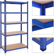 Zware Metalen Magazijnstelling - 200x100x50 cm - Draagvermogen 875KG - 5-Laags Verstelbare Opslagrek - Blauw