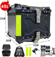45L Aluminium Motorfiets Topkoffer - Zwart - Robuuste Opbergruimte voor Helm en Accessoires