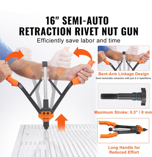 Blindklinkmoertang - Blindklinktang - Moeren En Doornen - M3 M4 M5 M6 M8 M10 M12 Handmatig - Geschikt voor Blindklinken Machine Draadmoeren Blindklinknagels