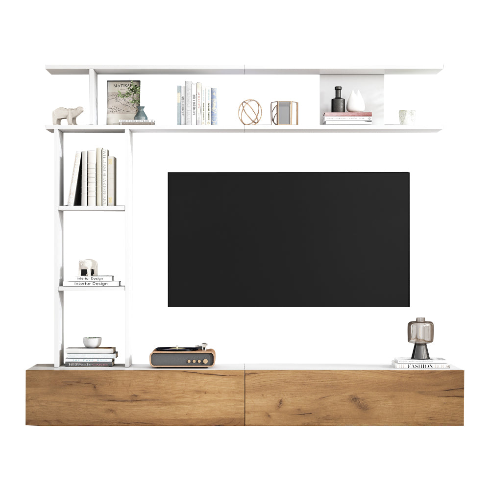 tv meubel – tv kast – tv dressoir – wandmeubel – mediameubel – multifunctionele meubelset – 180x35x22,5 cm – natuurlijke lichte kleur