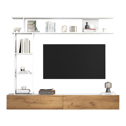 tv meubel – tv kast – tv dressoir – wandmeubel – mediameubel – multifunctionele meubelset – 180x35x22,5 cm – natuurlijke lichte kleur