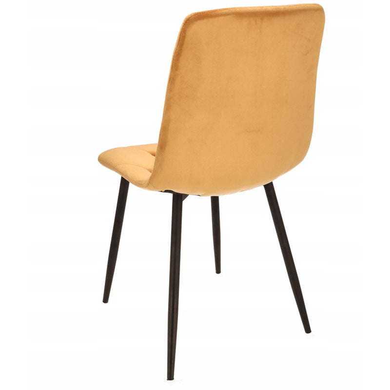 Fauteuil – Armstoel – Stoel – Eetkamerstoel – Loungestoel – Velours Bekleding – Met Metalen Zwarte Poot – Draagkracht 130 kg – Set Van 4