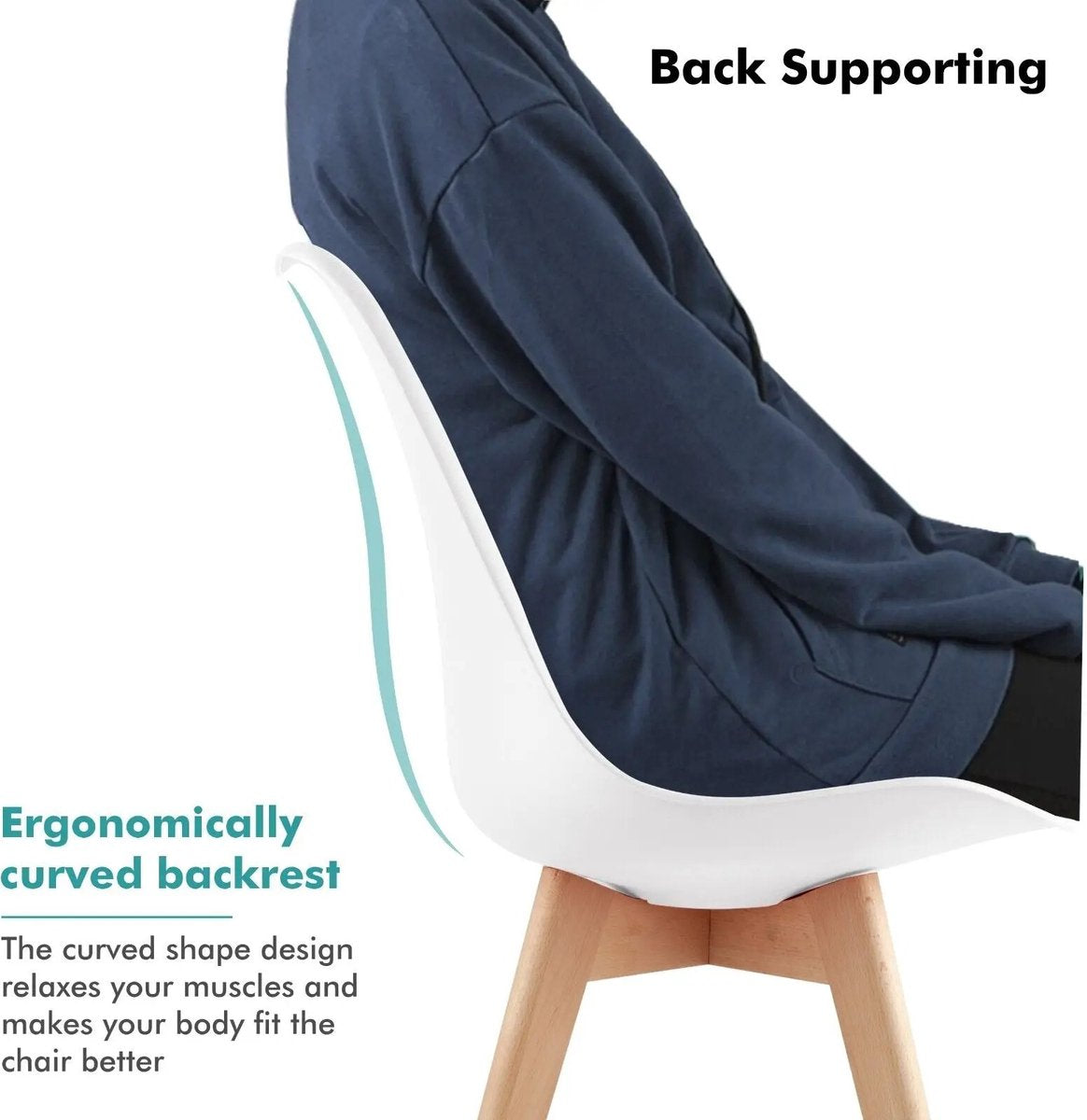 Eetkamerstoelen - Design Stoelen - Kuipstoel - Stoel – Stoelen - Eetkamerstoelen Set van 6 - Donker Blauw