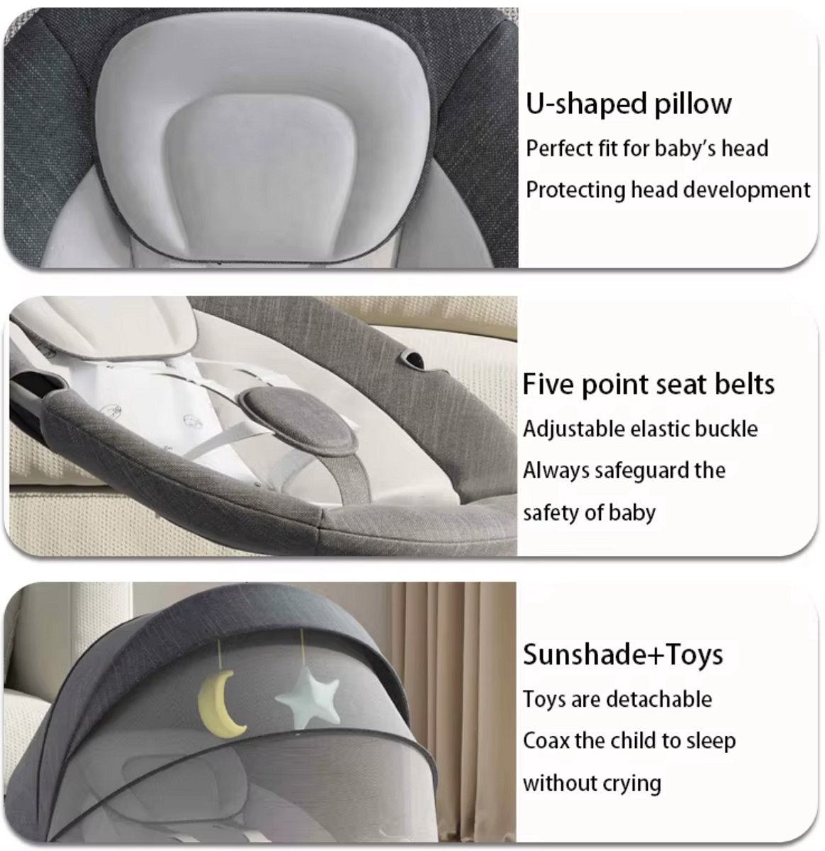 Elektrische Wipstoel - Wipstoel - Babystoel - Baby Swing - Schommelstoel - Elektrisch - Afstandsbediening - Bluetooth voor muziek - Roze