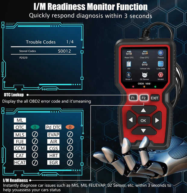 OBD Scanner - OBD2 - Auto Scanner - Auto uitlezen - Diagnose Apparatuur voor Auto's - Motorstoring - NL Taal - Storing Verwijderen - Zwart