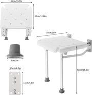 Inklapbare Douchestoel – Opvouwbare Muurstoel voor Douche – Aluminium Wandstoel met Antislip Zitting – Veilig & Comfortabel – Badkamerstoel tot 150 kg