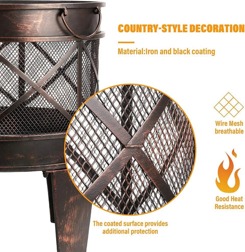 Vuurkorf - Terras Vuurplaats - BBQ - Stabiel en Solide - Antiek Romeinse Look - 45 cm x 58 cm