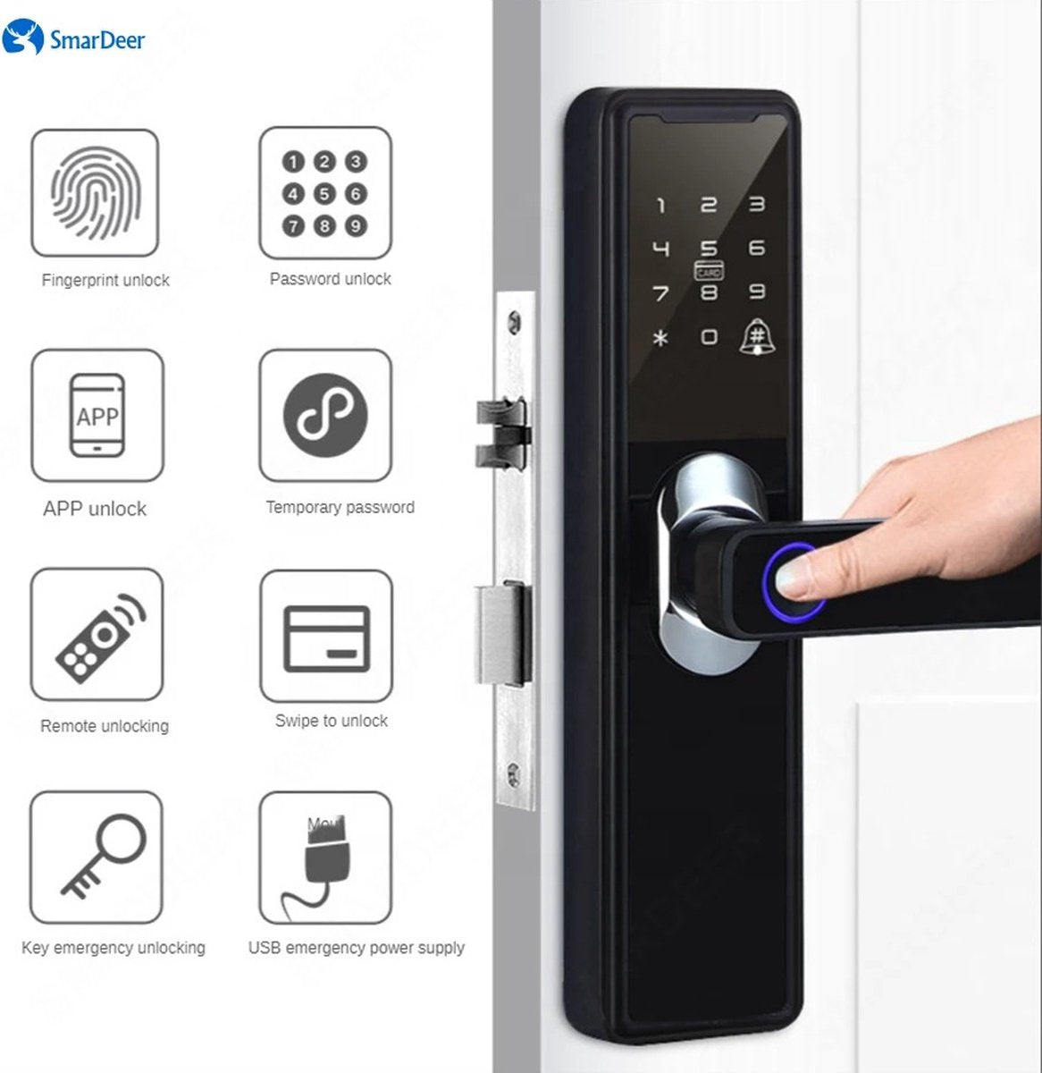 Smartlock - Slim Deurslot - Smart Lock - Vingerafdruk - Toegang Wachtwoord Ic Kaart - Smartlife Ondersteuning