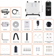 Standkachel - 8 Kw - Diesel Luchtverwarmer Alles-In-ééN - Met 30m Afstandsbediening En Lcd-Scherm - Snelle Verwarming, Laag Geluidsniveau, Draagbare Autoverwarmer Voor Auto'S, Campers, Vrachtwagens, Tractoren, Garages,Kamperen - Wit