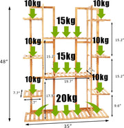 Plantenrek - Wandrek - Voor Planten - Champagne vorm - Ladder Kast - 9 Planken - 9 Laags - Plantenrek - Bamboe - Binnen/buiten
