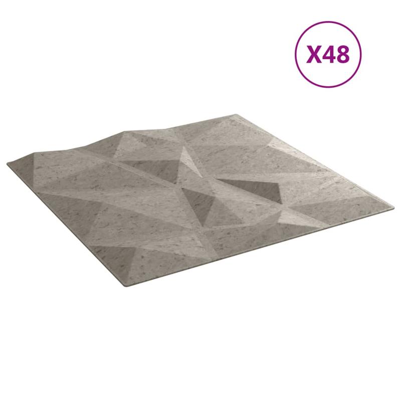 48 Wall Panels Diamond 12 Square Meters 50X50 Cm XPS Concrete