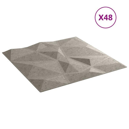 48 Wall Panels Diamond 12 Square Meters 50X50 Cm XPS Concrete