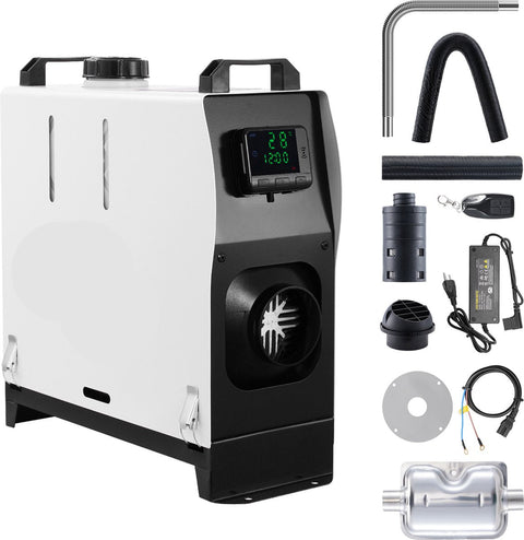 Standkachel - 8 Kw - Diesel Luchtverwarmer Alles-In-ééN - Met 30m Afstandsbediening En Lcd-Scherm - Snelle Verwarming, Laag Geluidsniveau, Draagbare Autoverwarmer Voor Auto'S, Campers, Vrachtwagens, Tractoren, Garages,Kamperen - Wit