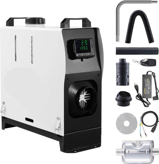 Standkachel - 8 Kw - Diesel Luchtverwarmer Alles-In-ééN - Met 30m Afstandsbediening En Lcd-Scherm - Snelle Verwarming, Laag Geluidsniveau, Draagbare Autoverwarmer Voor Auto'S, Campers, Vrachtwagens, Tractoren, Garages,Kamperen - Wit