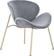 Eetkamerstoel - met Gouden Metalen Poten - Elegante Fluwelen Stoelen - Luxe en Comfortabel Design - voor Woonkamer - Eetkamer en Lounge - Set van 2  Grijs