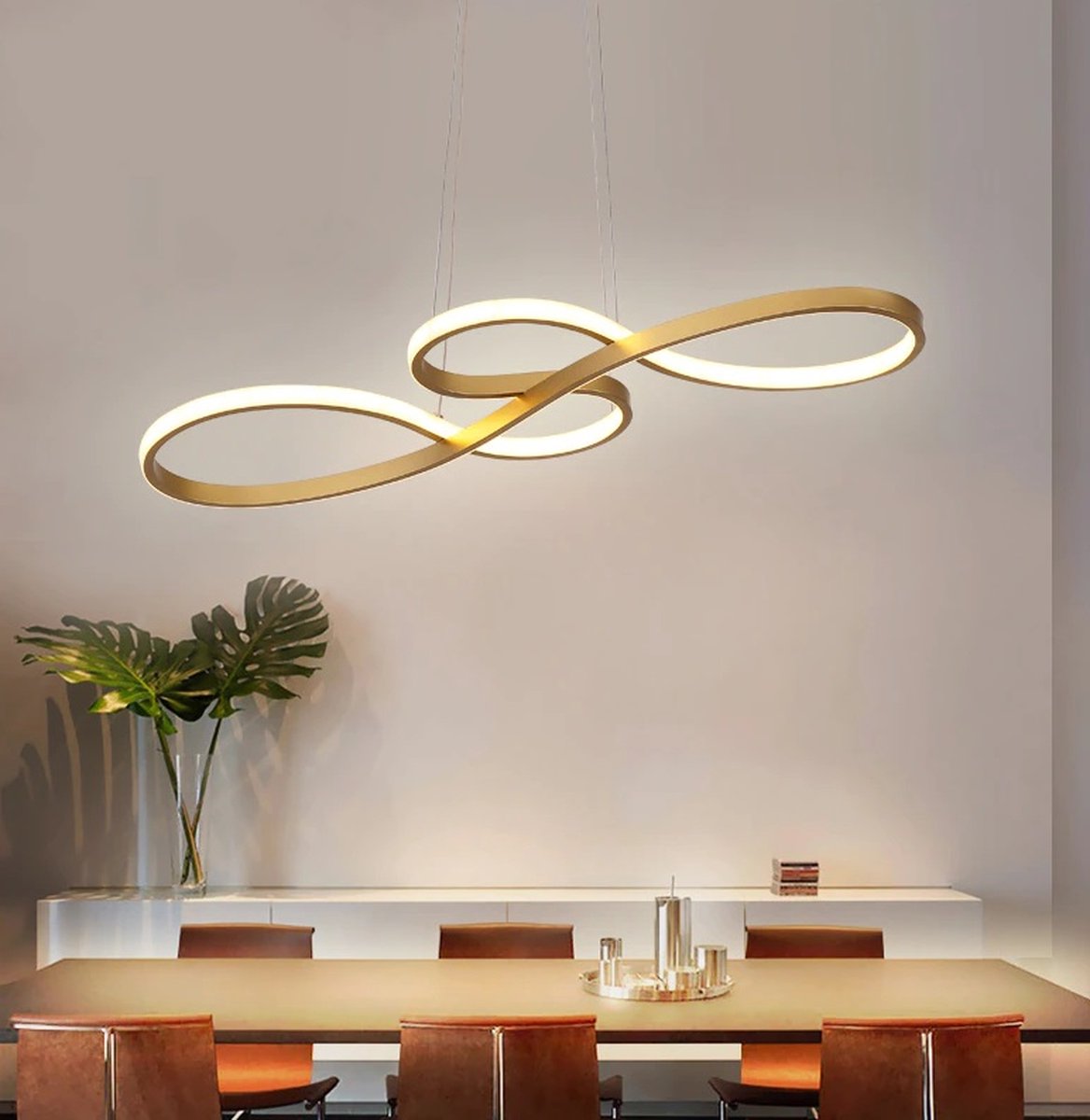 Hanglamp - Kroonluchter - Goud - Woonkamerlamp - Dimbaar Met Afstandsbediening - Moderne lamp - Eetkamer Lamp - LED Plafondlamp - Plafonniere