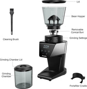 Elektrische Koffiemolen - Koffieapparaat - Espresso machine met 30 versnellingen - Braam Koffiemolen - Grote Capaciteit Bonen-opslag - 220V - Touch display - XL formaat