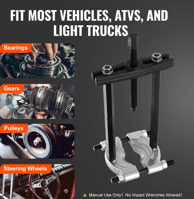 Lagertrekkerset - 45-Staal - 360x230x63mm - Roestwerende Coating die Slijtvast - Maximale Trekkracht van 5 ton - Onbeperkte Compatibiliteit - voor Meeste Voertuigen - Terreinvoertuigen en Lichte Vrachtwagens - Zwart