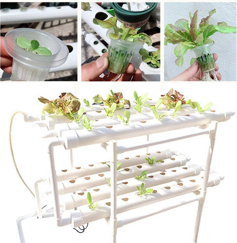 Kweekbak - Hydrocultuur Set - Kweektafel op Poten - Duurzaam - Licht Gewicht - Hydroponic Systeem - 2 Lagen - 72 Gaten - 98x55x72 CM - Wit
