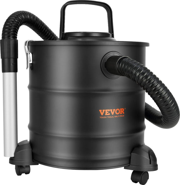Elektrische Aszuiger - 1200W - Grote Capaciteit van 20 Liter - HEPA Systeem - Flexibele Slang van 1,2 m - Multifunctioneel voor Open Haarden - Tuinreiniging en Meer - Inclusief Aluminium Buis - Rollen en Filter - Zwart