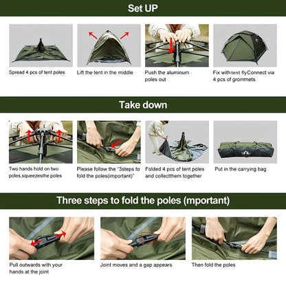 Pop-up Tent – Kampeertent – Festival Tent – Familie Tent – Snelle Opzet – Geschikt Voor 4 Personen – Army Groen – Automatische Opzetfunctie – Ventilatie Met Muggenbescherming