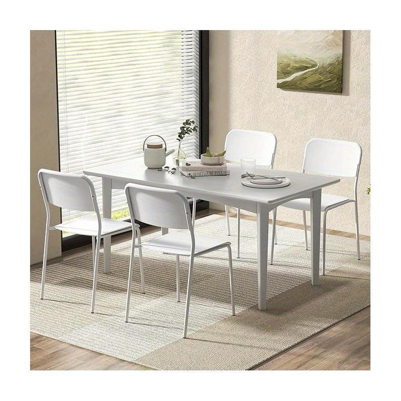 Eetkamerstoelen – Stapelbare Stoelen – Keukenstoelen – Zonder Armleuning – Set Van 4 – Met Metalen Frame – Comfortabel En Duurzaam – Wit