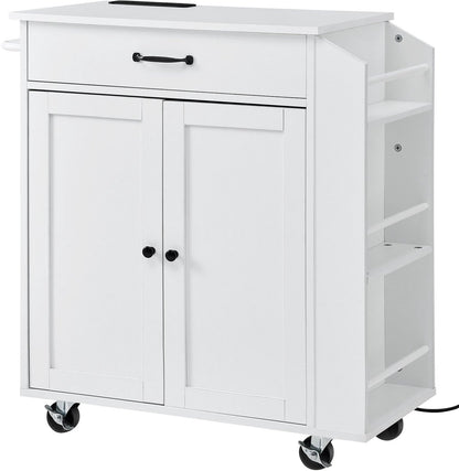 Keukentrolley - Keukentrolley Met Lades - Keukeneiland - Keukentrolley Op Wieltjes - Serveerwagen - Keukentrolleys - Trolley - Opbergrek - Trolley Op Wieltjes - Roltafel - Badkamer Trolley - Opbergtrolley - Woonkamer Trolley Op Wieltjes - Wit