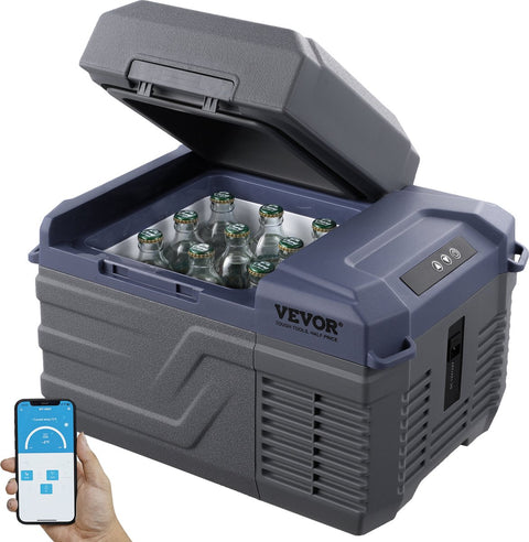 Draagbare Koelkast - Enkele Zone - Laag Energieverbruik - Led-Display En Bluetooth - Bediening - 12L - Donkergrijs