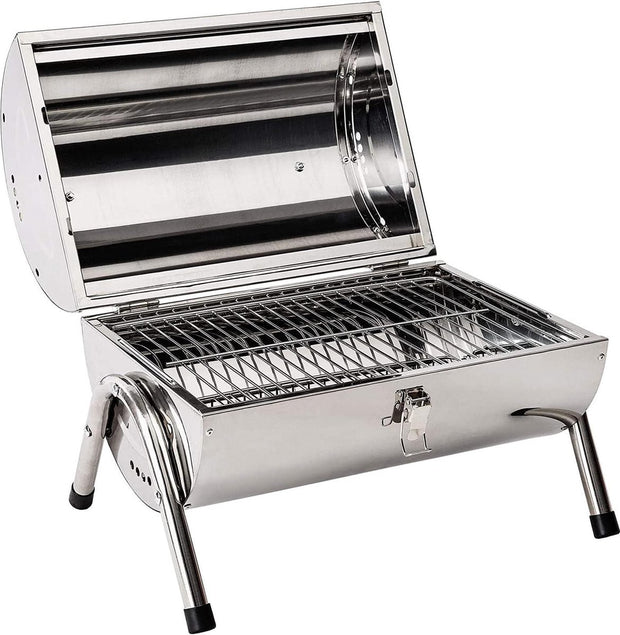 Inklapbare Mobiele Houtskoolgrill van Roestvrij Staal - Draagbare Houtskoolgrill voor Onderweg - 46 x 28 x 36 cm