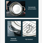 Kleine Frituurpan - Mini Friteuse - Mini Frituurpan - 2,2 Liter -Roestvrij Staal - Japanse frituurpan - met Thermometer - en Deksel Keuken Tempura Frituurpan - Kookpot