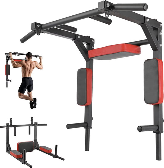 Pull up bar - Optrek stang - Fitness - Chin up - Crunches - Dip station - 3in1 - Wand gemonteerd - Max 300kg