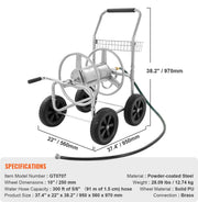 Slanghaspelwagen - Stevige Stalen Constructie - Grote Capaciteit - Een Weerbestendige Coating En Messing Fittingen - Met Antisliphandgreep Waardoor En Vier PU Wielen - Voor Bewateren Van Planten - Geen Slang
