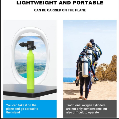 Mini Duikfles - Mini Scuba Tank - S300 Geüpgraded - Herbruikbare Air Cilinder - 0,5 L - Groente - QUORE