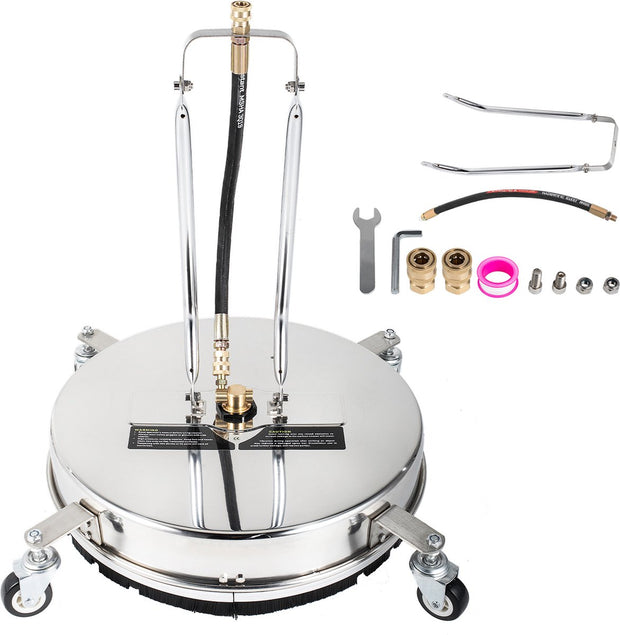 Hogedrukreiniger - Dia.45 cm - Roterende Oppervlaktereiniger - Max.4000PSI - Hogedrukreiniger Stoom - 304 RVS - Roterend Mondstuk en Borstelhaar - Zilver