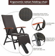 Garden chairs - Adjustable garden chairs - Adjustable garden chair - Brown - Rattan