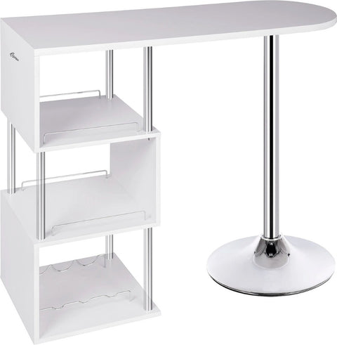 Keukeneiland - Statafel - Bartafel Keuken - Staantafel - Barkast Stapelbaar - Wijnkast - Voor Binnen & Buiten - 113x105x40 Cm - Wit