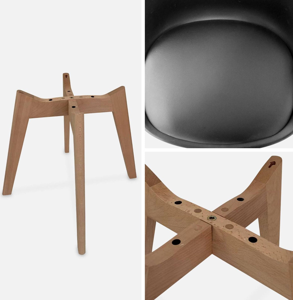 Kuipstoelen - set van 4 met houten poten - Sponskussen woonkamerstoel