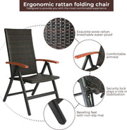 Tuinstoel met Verstelbare Rugleuning - Inklapbaar - Weerbestendig - Bruin