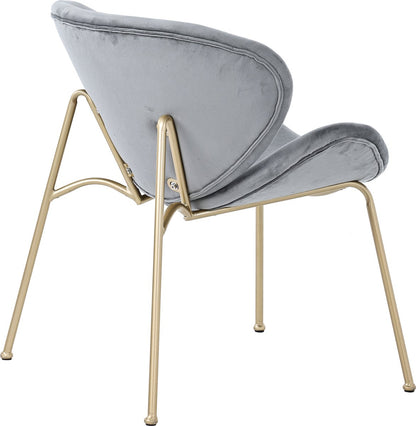 Eetkamerstoel - met Gouden Metalen Poten - Elegante Fluwelen Stoelen - Luxe en Comfortabel Design - voor Woonkamer - Eetkamer en Lounge - Set van 2  Grijs