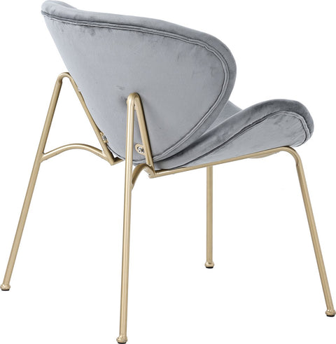 Eetkamerstoel Set van 2 – Elegante Fluwelen Stoelen - met Gouden Metalen Poten – Luxe en Comfortabel Design - voor Woonkamer - Eetkamer en Lounge – Grijs