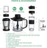 Multifunctionele Keukenmachine 3-In-1 - 700W - 1.2 liter - Makkelijk Schoon Te Maken - Compact - Juicer - Maler - Blender - Hakmolen - Smoothie - Mixer